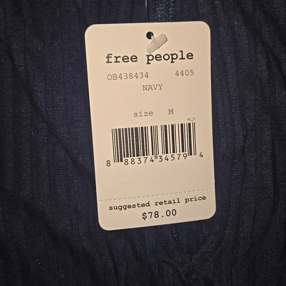 Free People Copa Banana Ribbed Keyhole Tunic Navy Size M NWT